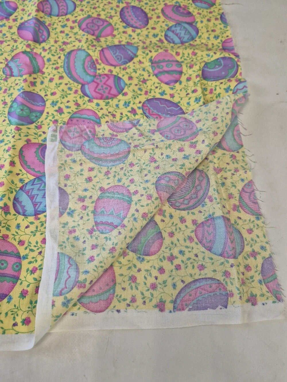 Easter Egg Yellow Floral Fabric 32x44” Spring Craft Material